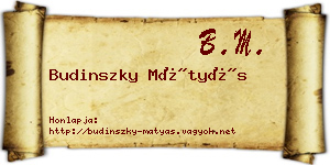 Budinszky Mátyás névjegykártya