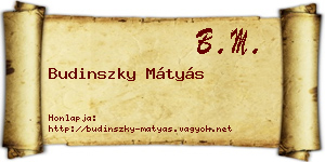 Budinszky Mátyás névjegykártya